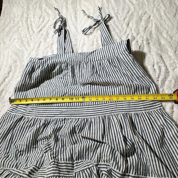 Flower & Feather Size L Midi Dress Navy Striped Tiered Preppy Beach Resort Chic - Picture 15 of 16